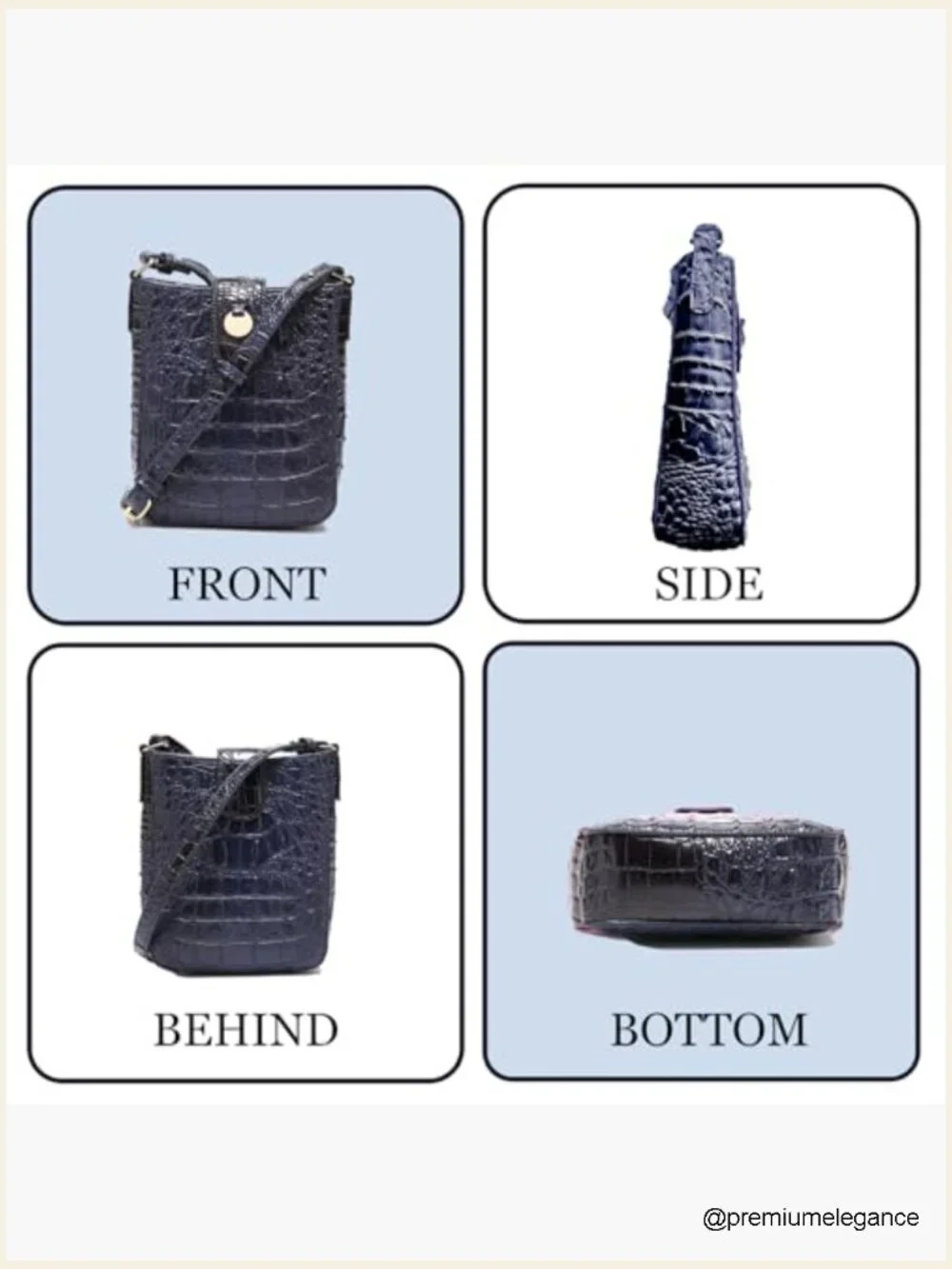 Vegan Leather Crocodile Embossed Crossbody Bag Magnetic Buckle Shoulder Wallet